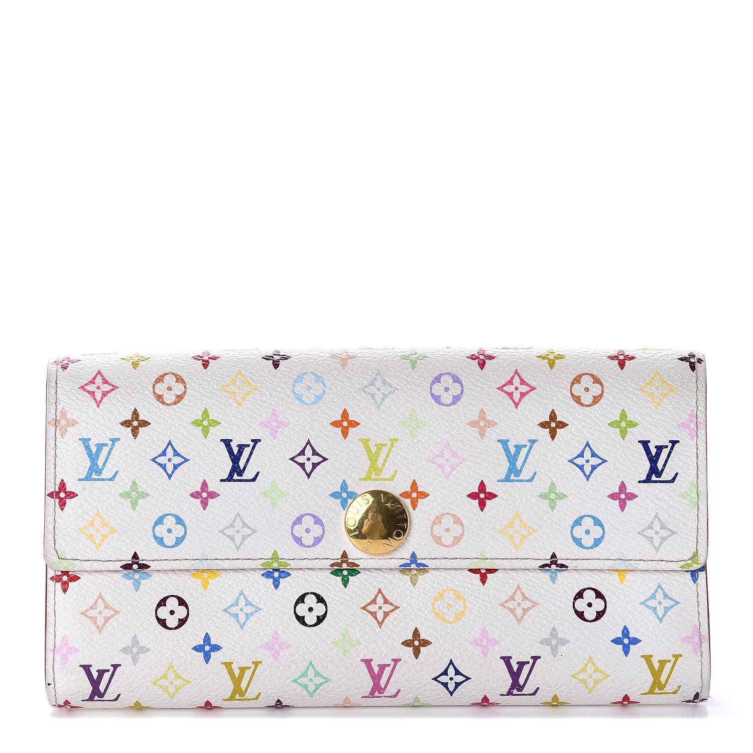 Louis Vuitton Monogram Multicolor Sarah Wallet White Litchi 1 of 9