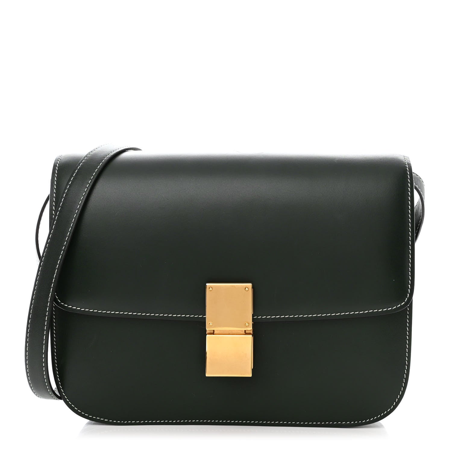 Celine Box Calfskin Medium Classic Box Flap Bag Classic Green 1 of 11
