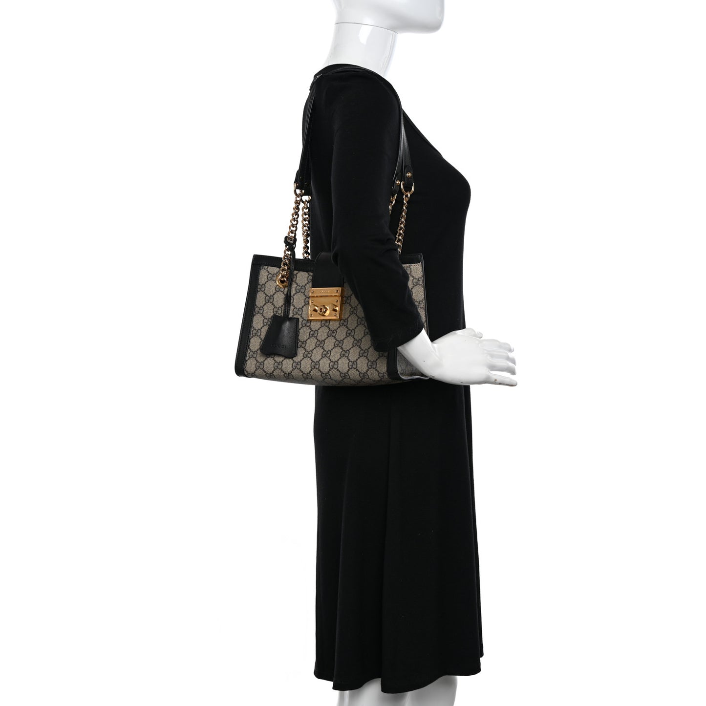 GG Supreme Monogram Small Padlock Tote Black
