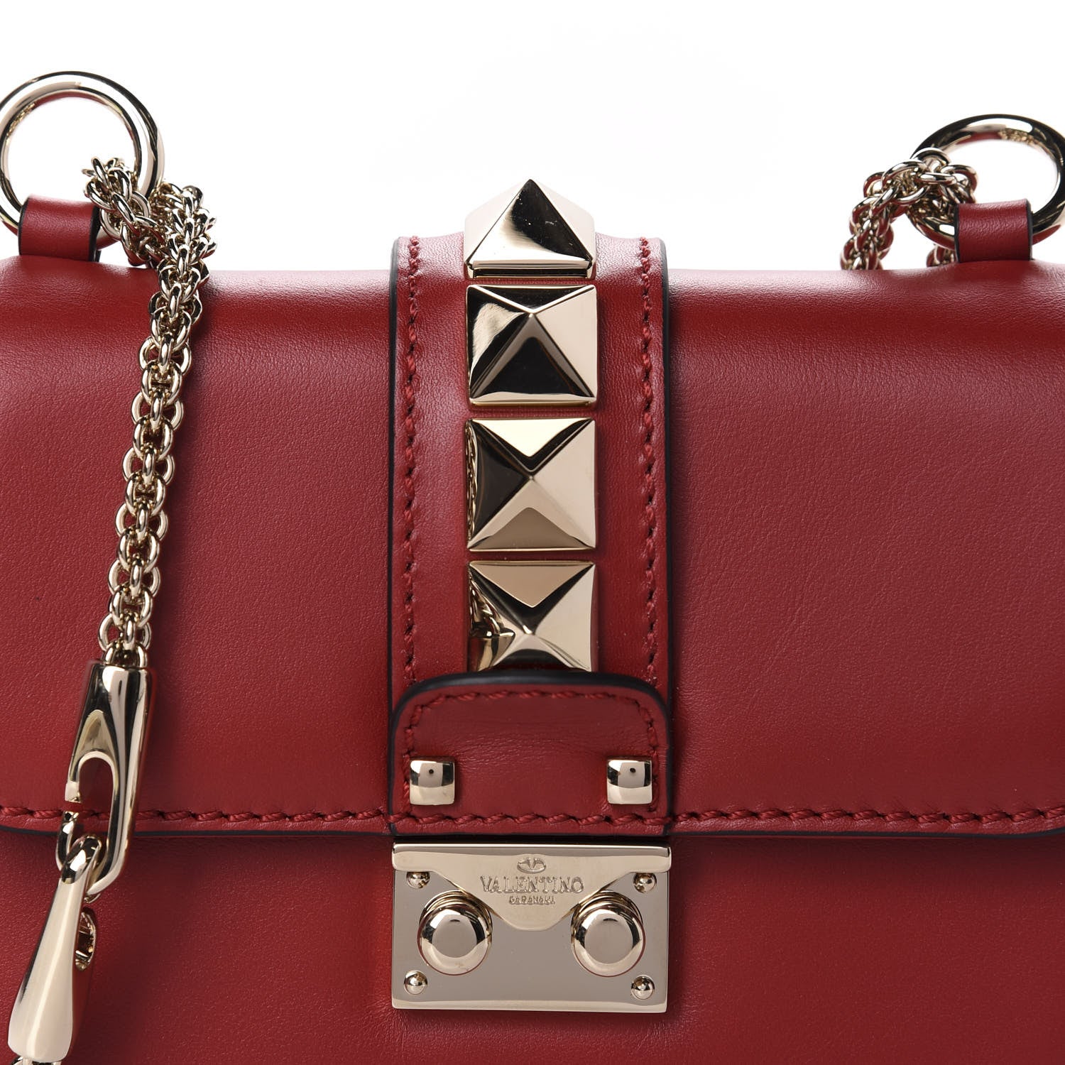 Valentino Garavani Vitello Mini Glam Lock Rockstud Flap Red 11 of 11