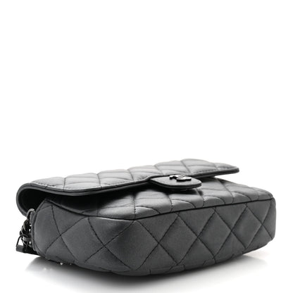 Chanel Lambskin Quilted Flap Phone Holder With Chain So Black 4 of 12