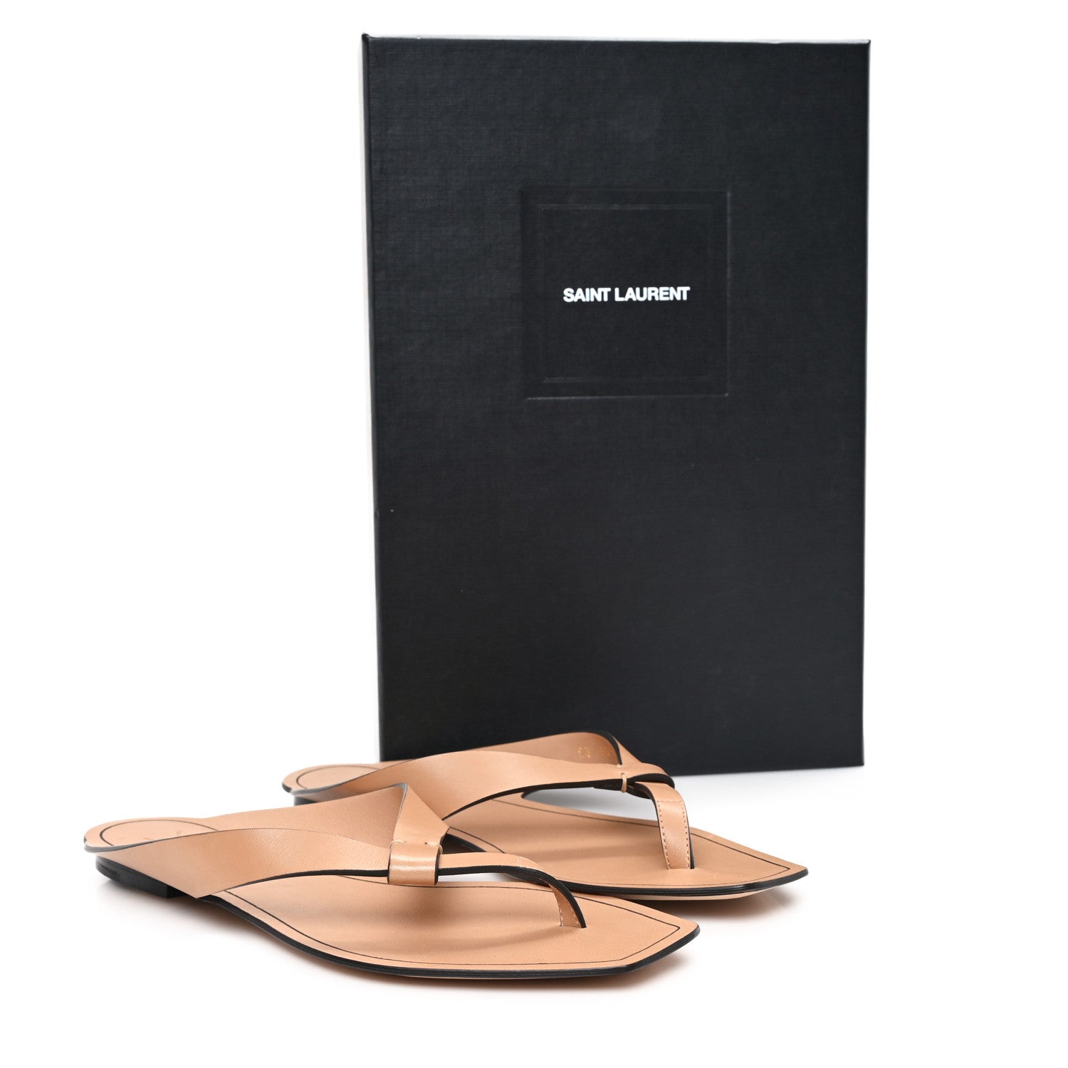 Saint Laurent Calfskin Tower 05 Slide Sandals 37 Gold Brown 12 of 12