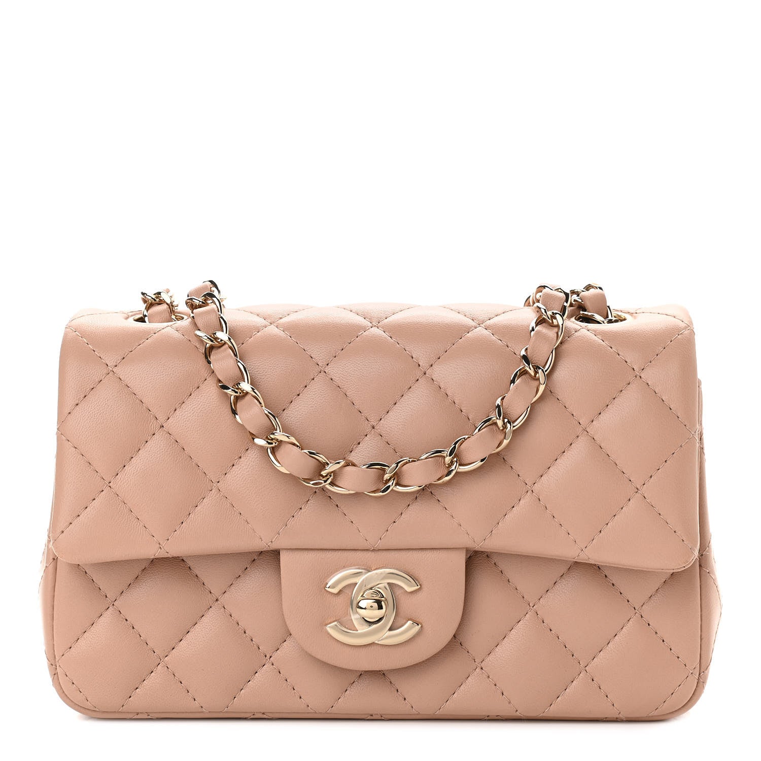 Chanel Lambskin Quilted Mini Rectangular Flap Beige 1 of 10