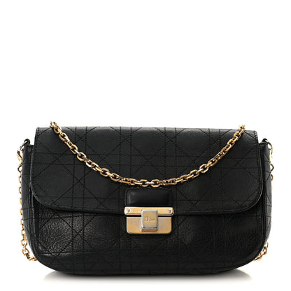 Christian Dior Grained Calfskin Cannage Diorling Wallet On Chain Black 1 of 10