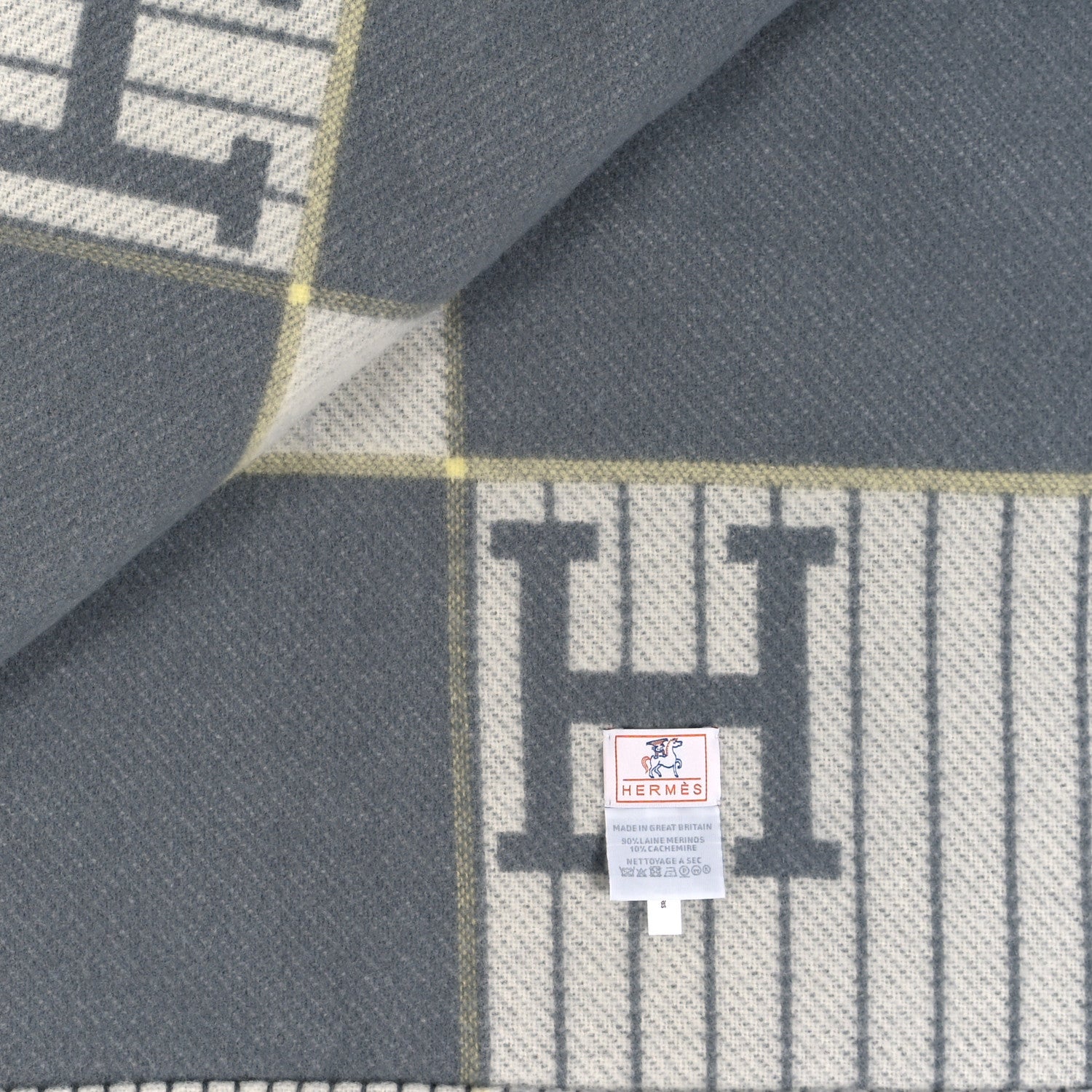 Hermes Wool Cashmere Avalon Cabriole Blanket Gris Perle 3 of 3