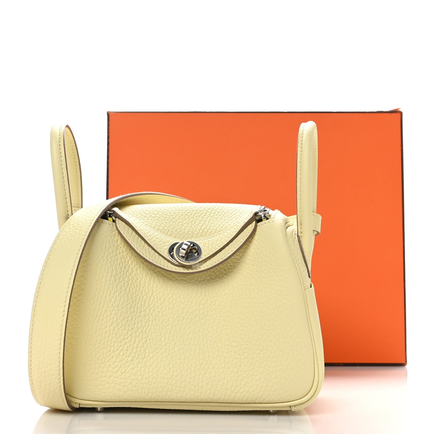 Hermes Taurillon Clemence Verso Mini Lindy 20 Jaune Milton Mushroom 11 of 11