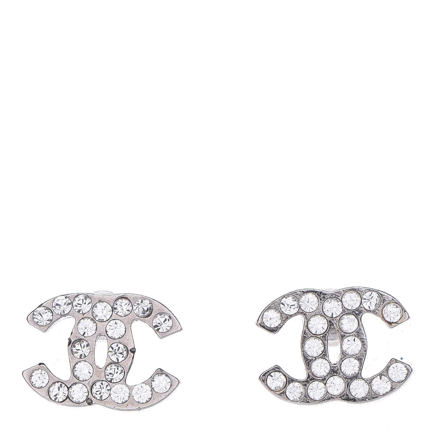 Chanel Crystal Mini Timeless CC Earrings Silver 1 of 5