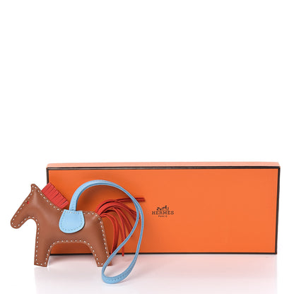 Hermes Milo Lambskin Grigri Rodeo Horse Bag Charm PM Sesame Rouge Indien Celeste 5 of 5