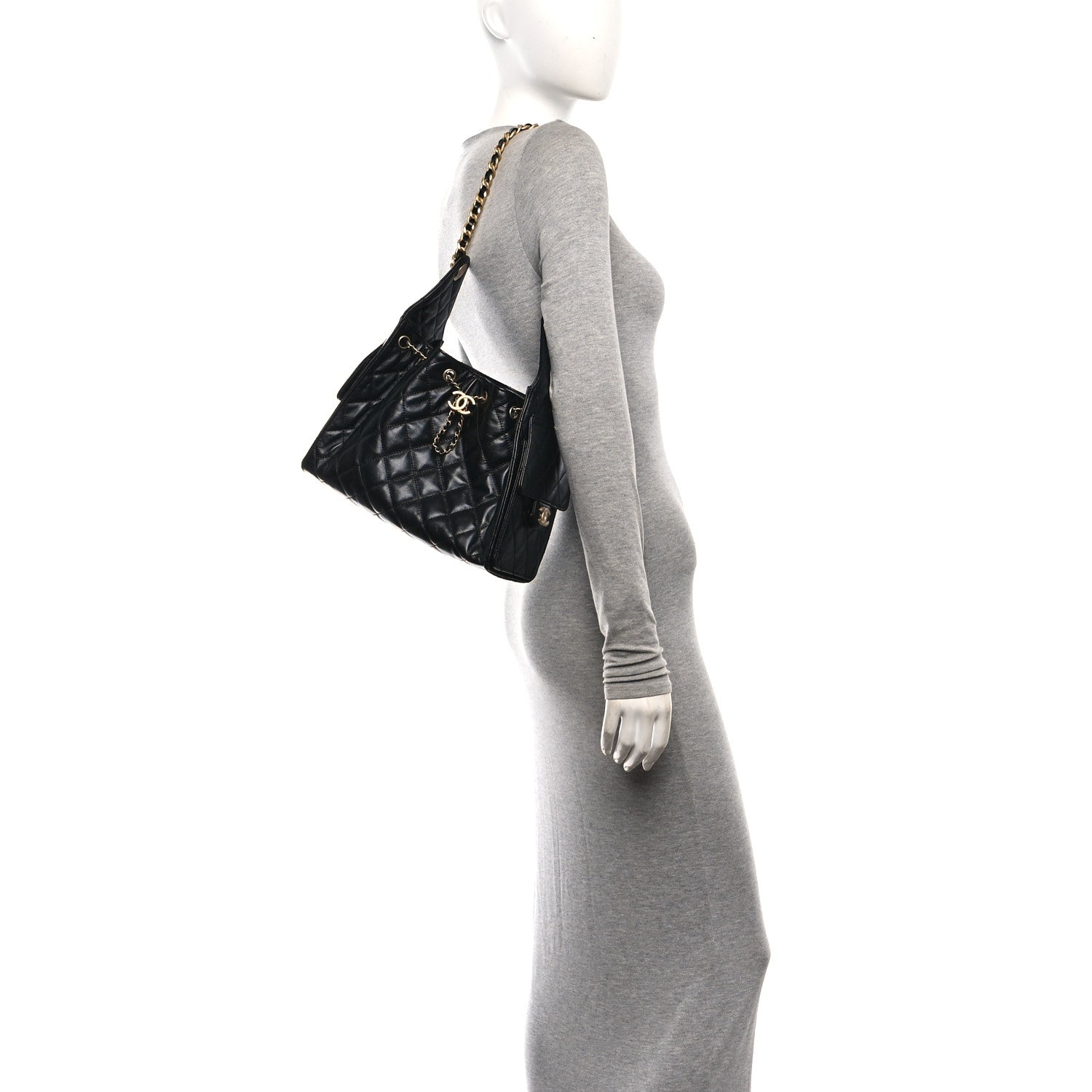 Chanel Shiny Crumpled Calfskin Quilted Small Chanel 25 Handbag Black 2 of 11