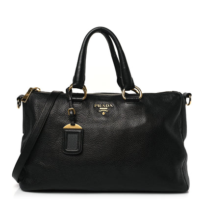 Prada Vitello Daino Top Handle Zip Tote Black 1 of 9