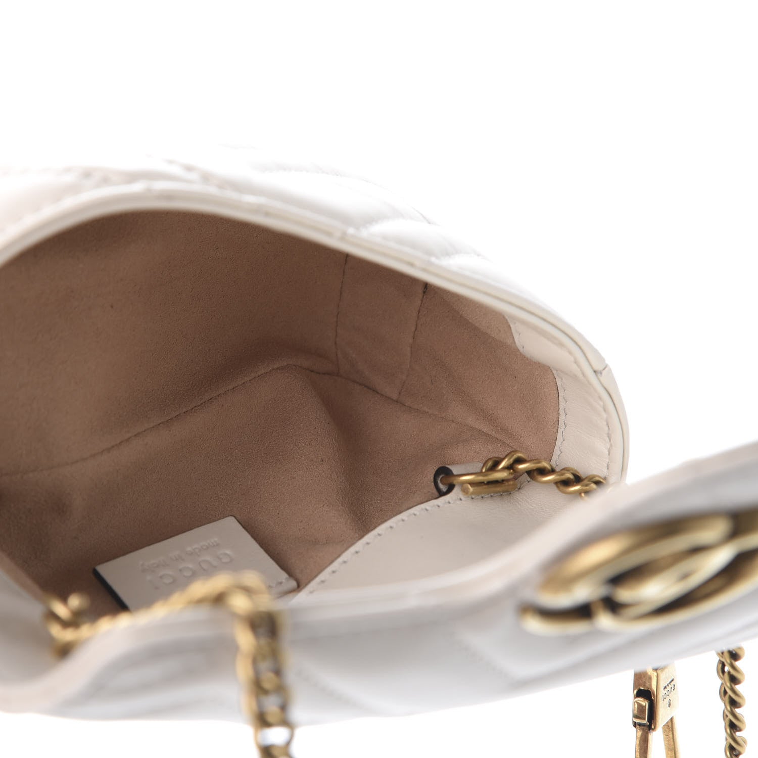 Gucci Calfskin Matelasse Super Mini GG Marmont Shoulder Bag White 4 of 11
