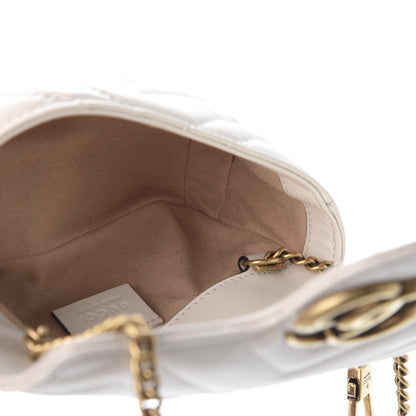 Gucci Calfskin Matelasse Super Mini GG Marmont Shoulder Bag White 4 of 11