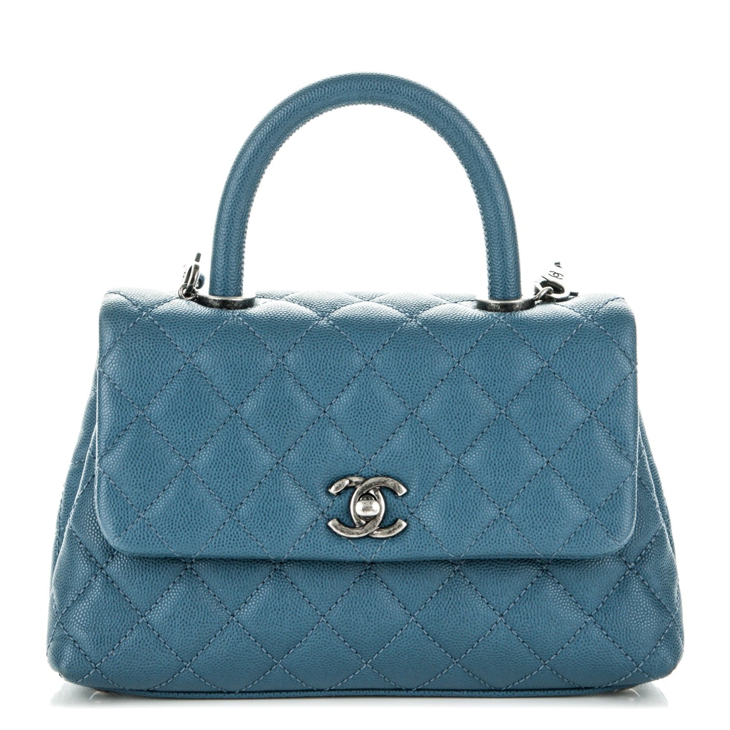 Caviar Quilted Mini Coco Handle Flap Blue