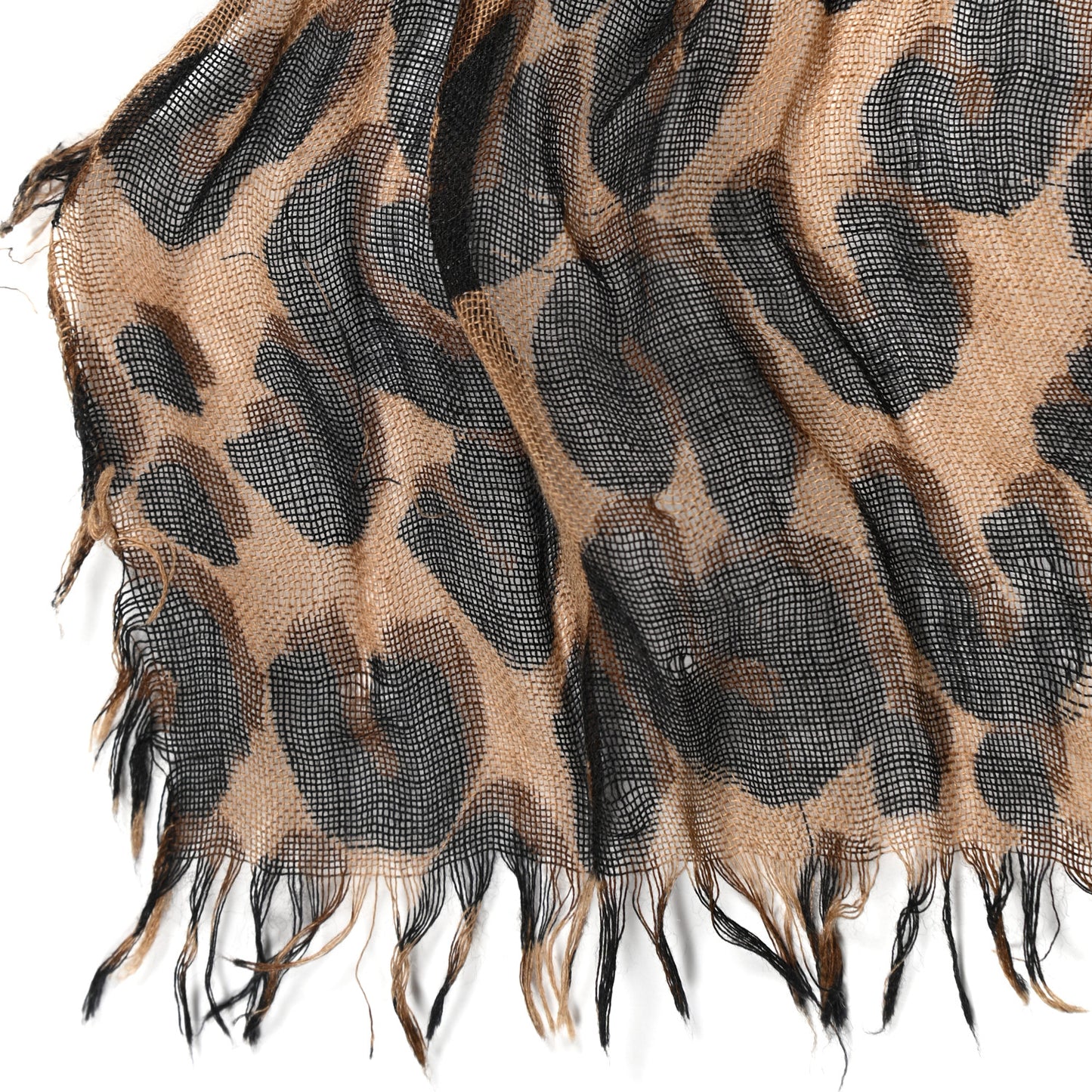 Cashmere Silk Leopard Etole Stole Marron