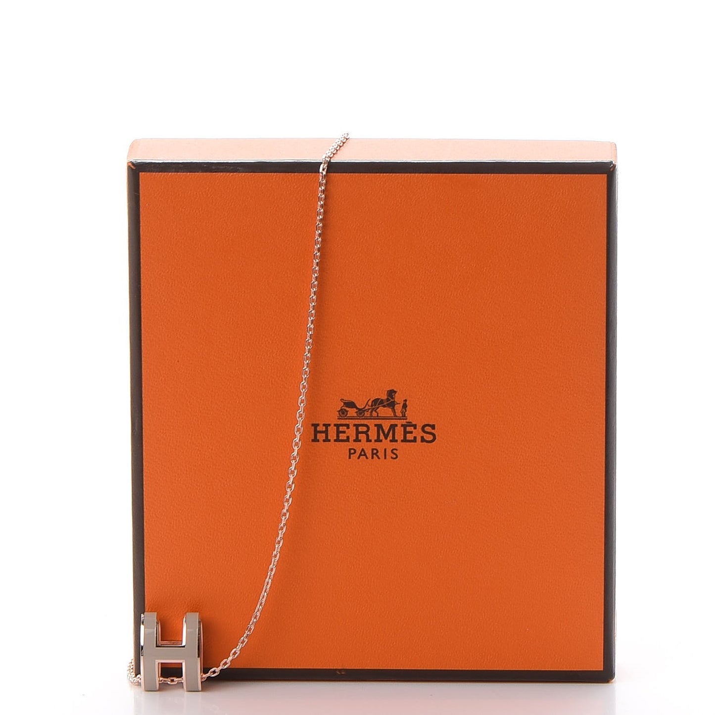 Lacquered Rose Gold Pop H Pendant Necklace White
