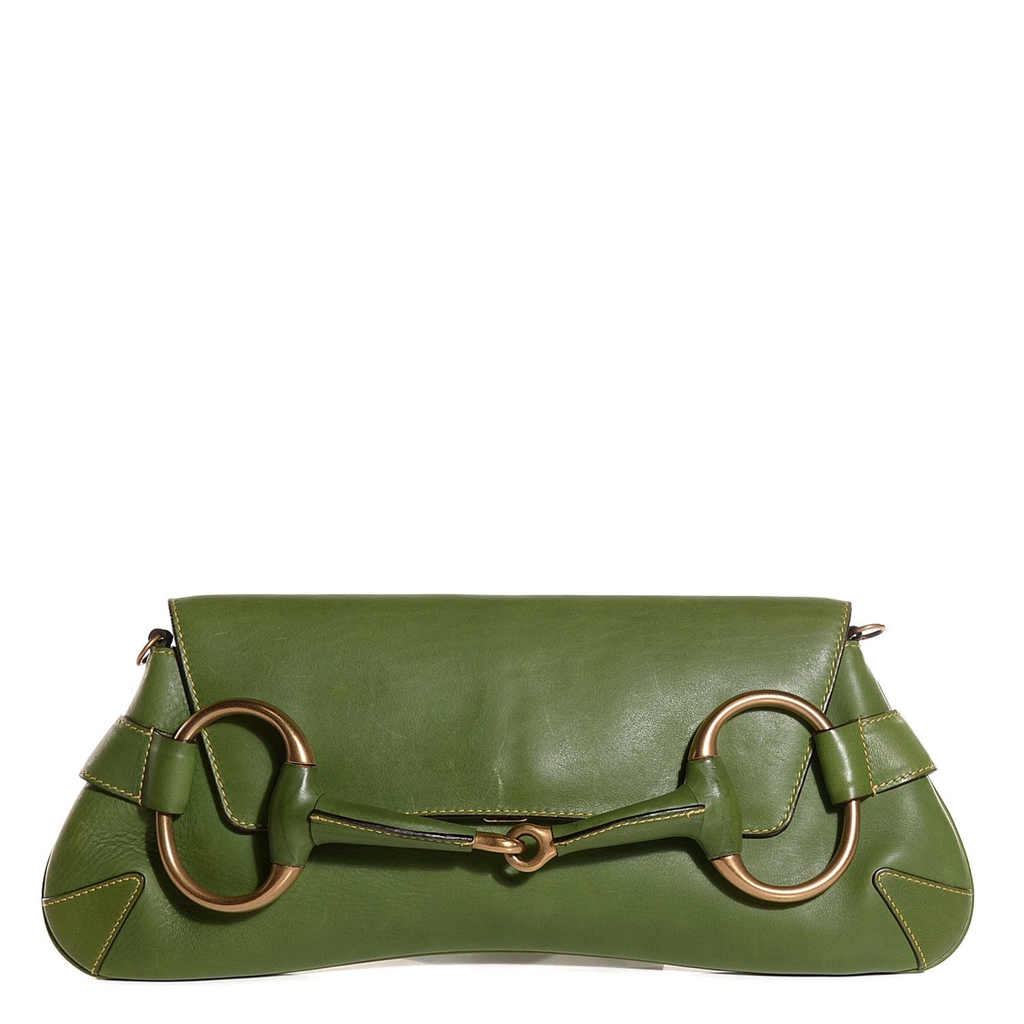 Calfskin Horsebit Chain Clutch Green