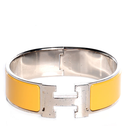 Hermes Enamel Clic Clac H Bracelet Wide GM Yellow 1 of 4