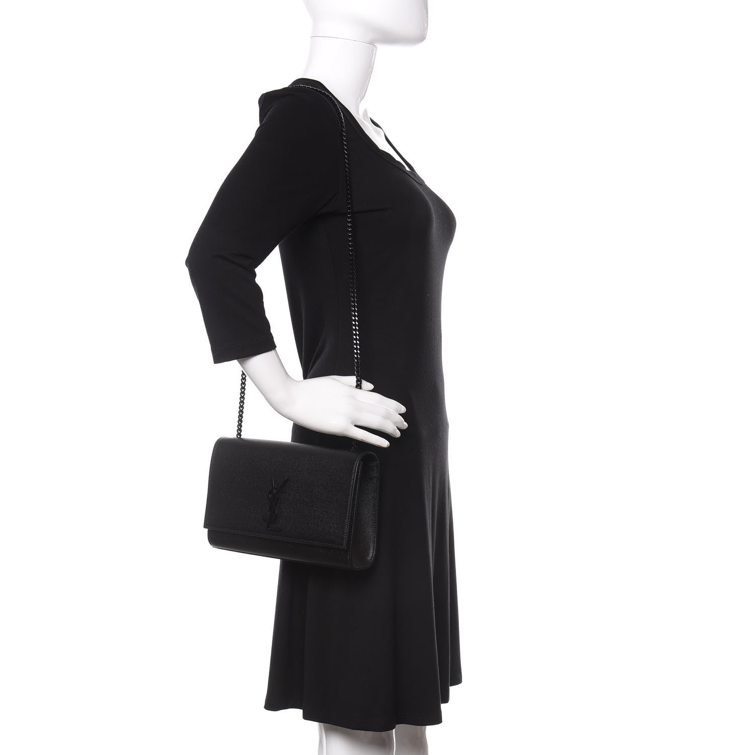 Saint Laurent Grain De Poudre Medium Classic Monogram Kate Satchel Black 2 of 10