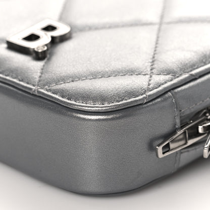 Balenciaga Metallic Nappa Calfskin Quilted Touch B Phone Holder Bag Silver 9 of 11
