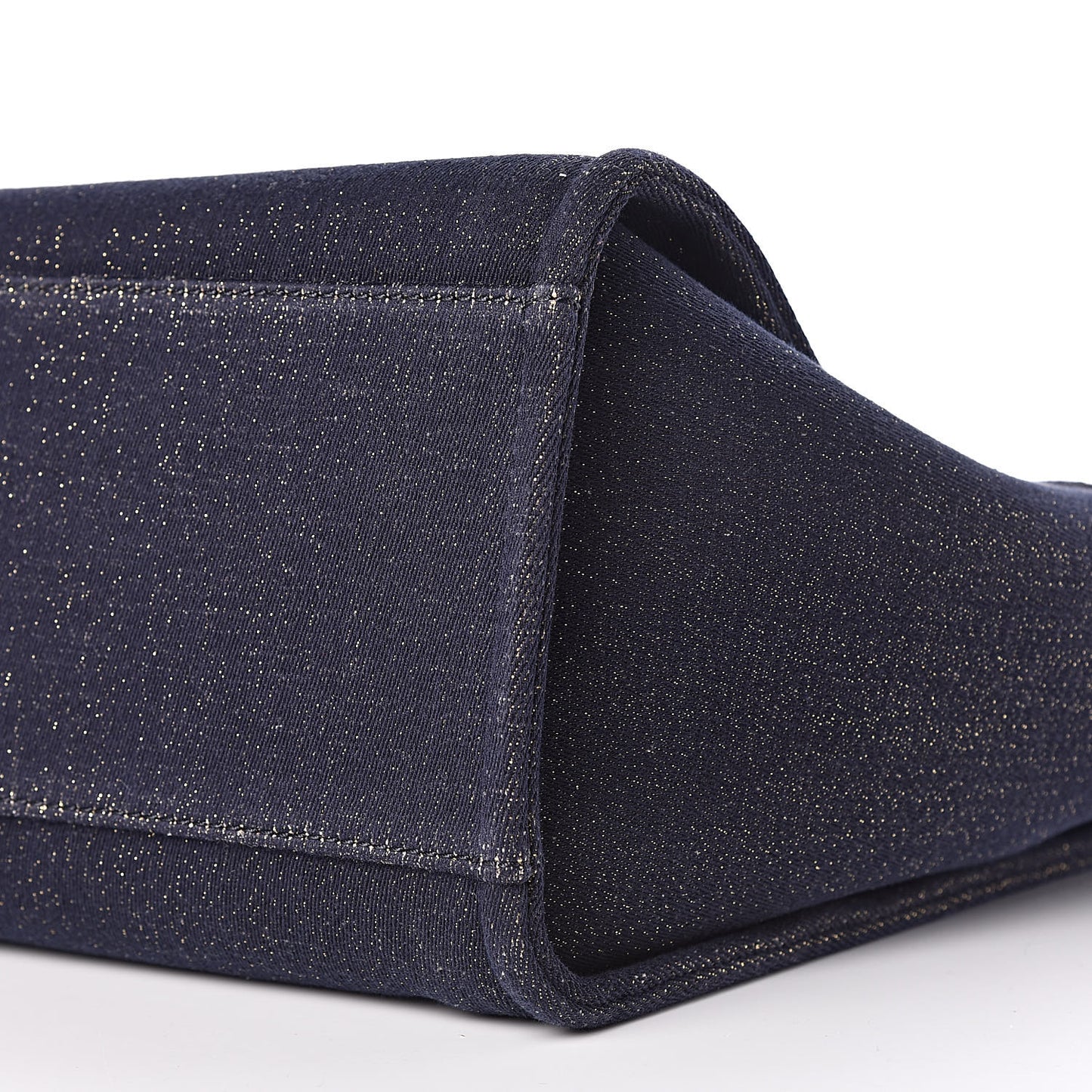 Lurex Canvas Medium Deauville Tote Navy Blue Gold