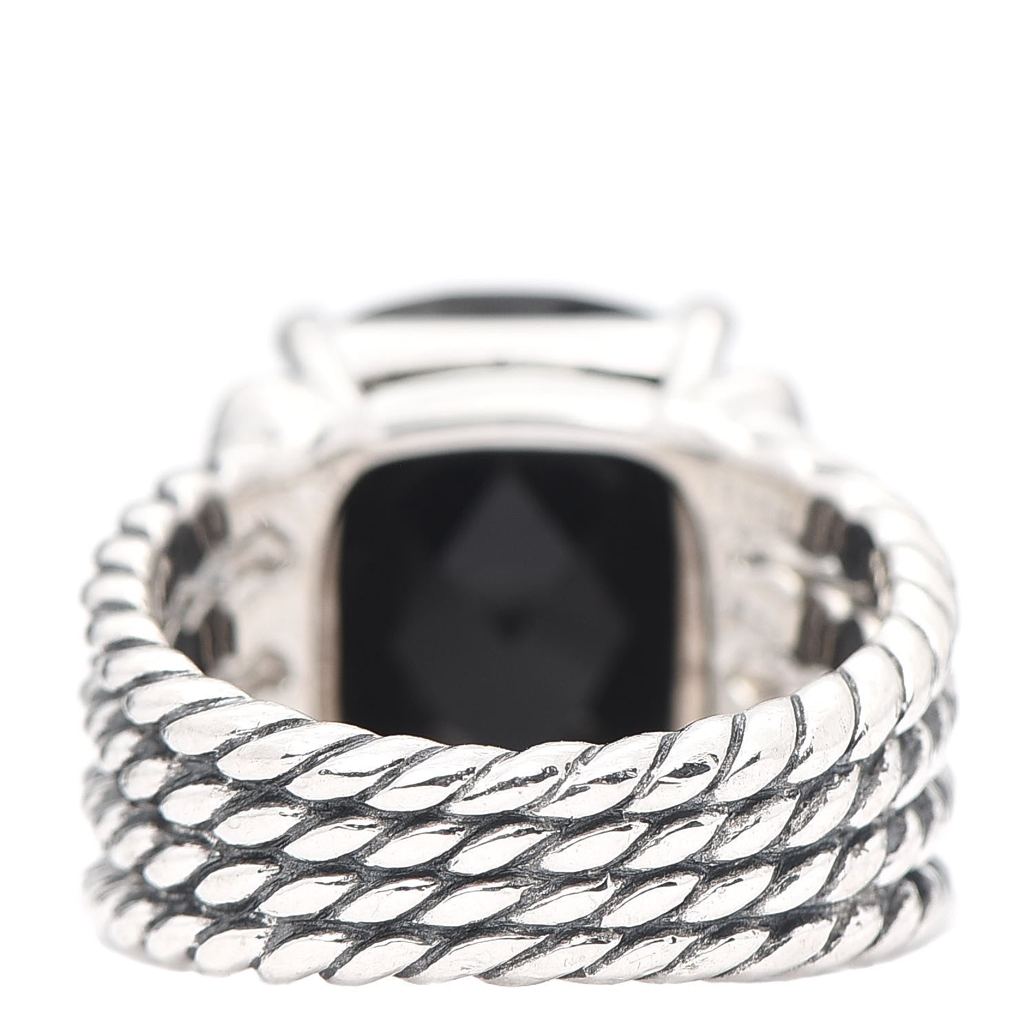 David Yurman Sterling Silver Diamond Black Onyx 16mm Wheaton Ring 53 6.25 3 of 4