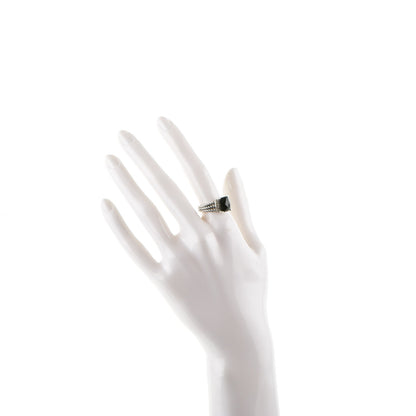 David Yurman Sterling Silver Black Onyx Pave Diamond 10mm Petite Wheaton Ring 7.75 2 of 5