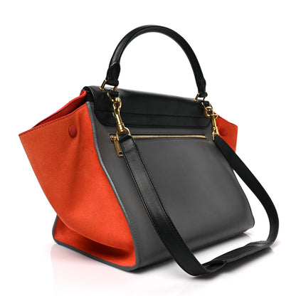 Celine Smooth Calfskin Suede Medium Tri-Color Trapeze Orange 3 of 8