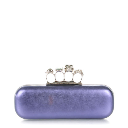 Alexander McQueen Metallic Lambskin Knucklebox Clutch Purple 1 of 7