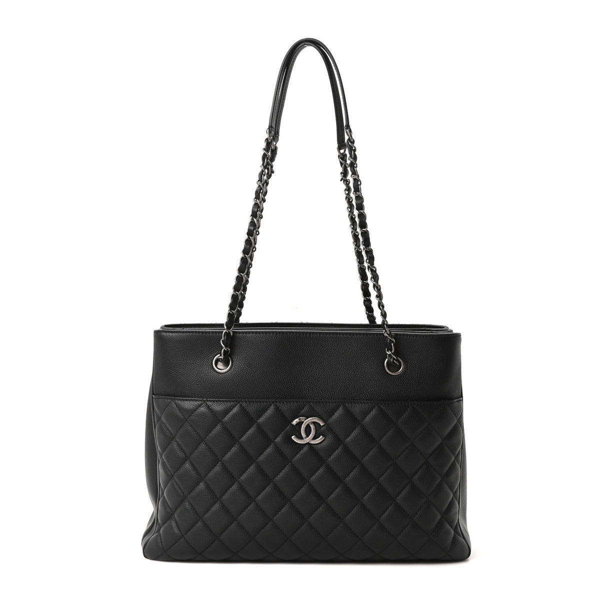 Caviar Quilted Urban Companion Shopping Tote Black
