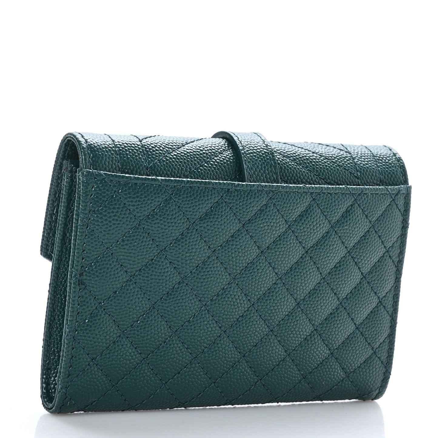 Grain De Poudre Textured Mixed Matelasse Triquilt Small Monogram Envelope Wallet Sea Turquoise