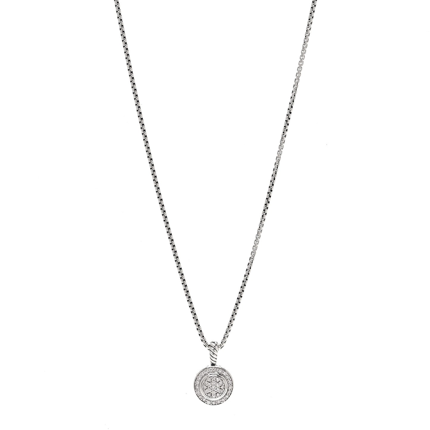 Sterling Silver Diamond 8mm Petite Round Necklace
