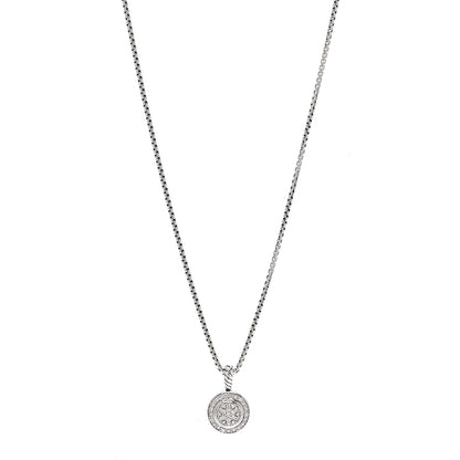 David Yurman Sterling Silver Diamond 8mm Petite Round Necklace 1 of 10