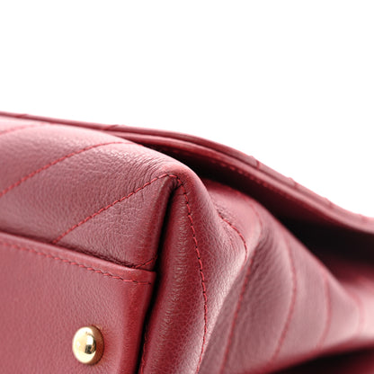 Chanel Grained Calfskin Stitched Chevron Medium Chic Top Handle Flap Red 13 of 15