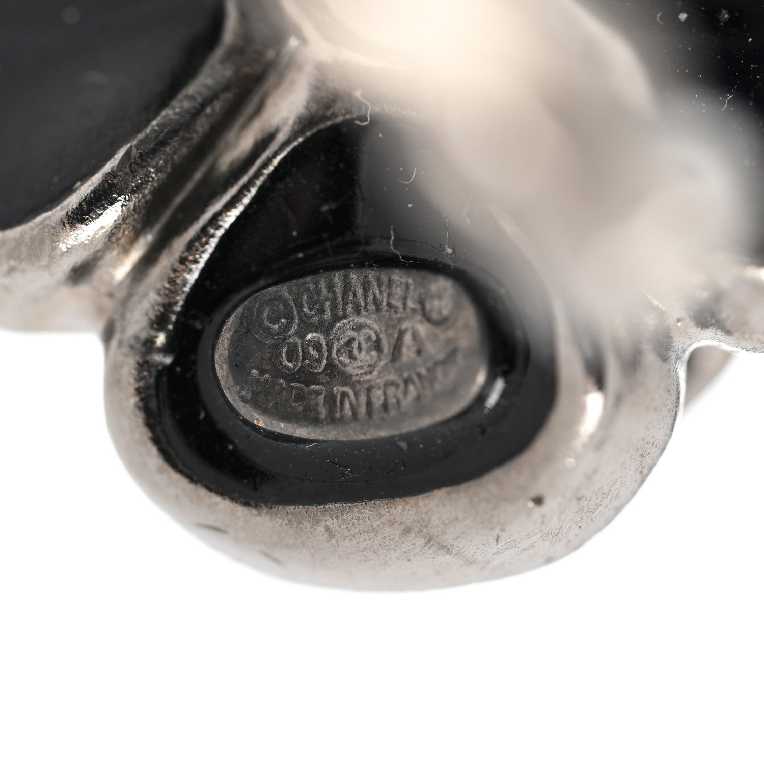 Chanel Enamel Ruthenium CC Camellia Ring 53 6.25 Black 3 of 4