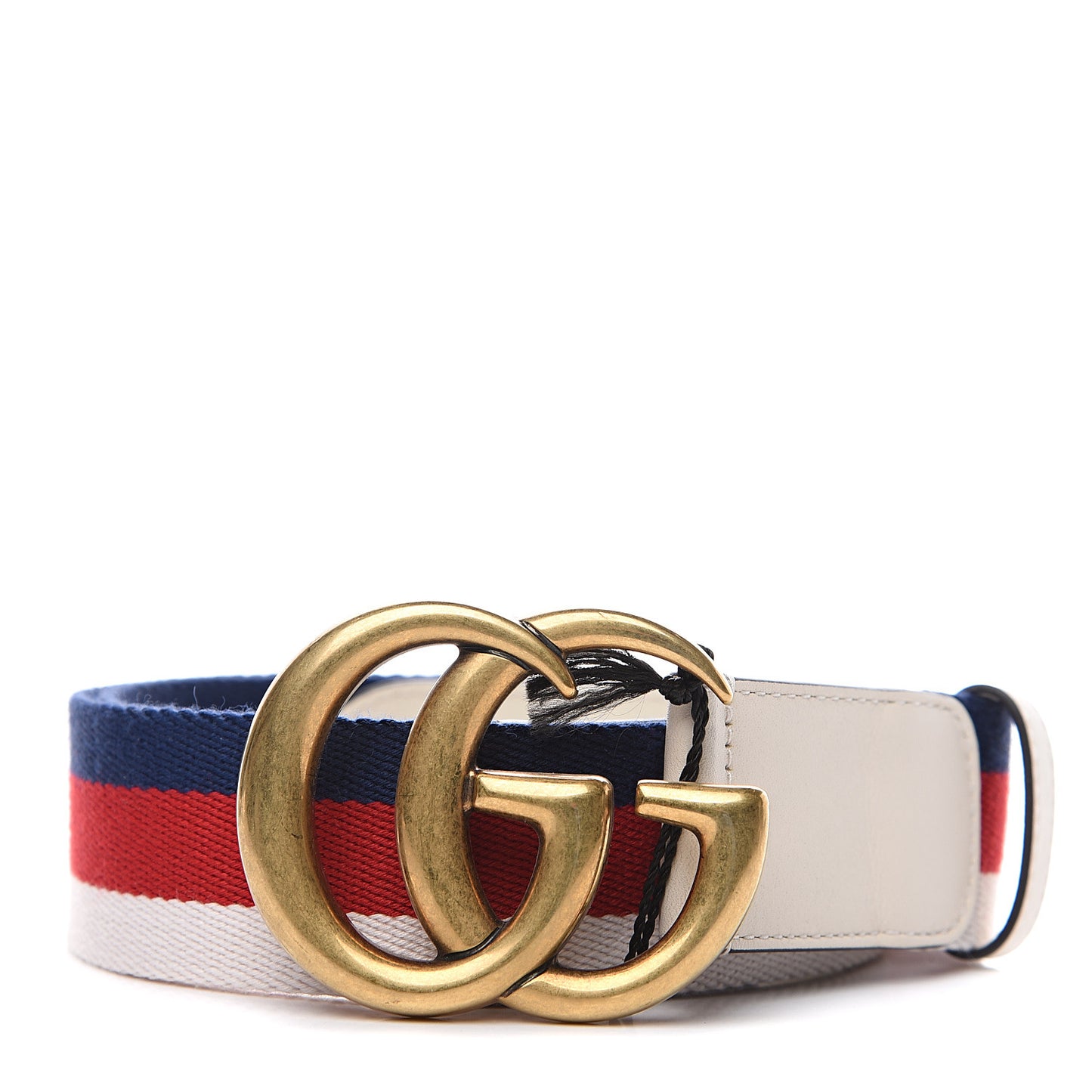 Nylon Calfskin Sylvie Web Double G 40mm Belt 90 36 Mystic White Hibiscus Red Maritime