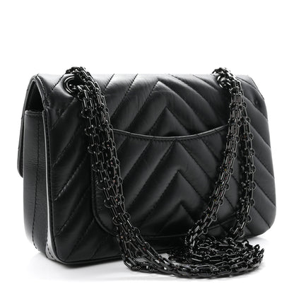 Chanel Aged Calfskin Chevron Quilted 2.55 Reissue Mini Flap So Black 3 of 11