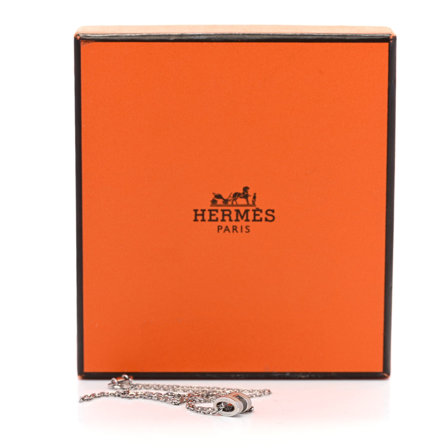 Palladium Mini Pop H Pendant Necklace Marron Glace