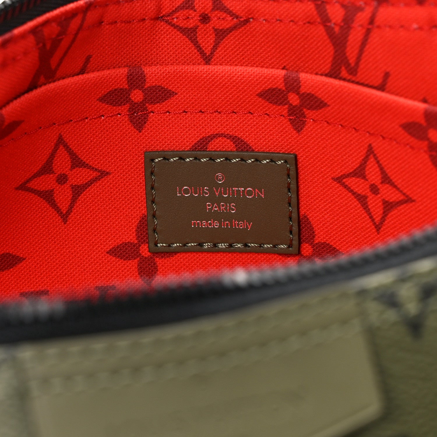 Louis Vuitton Monogram Hamac Bag Khaki Green Vermillion Red 5 of 8