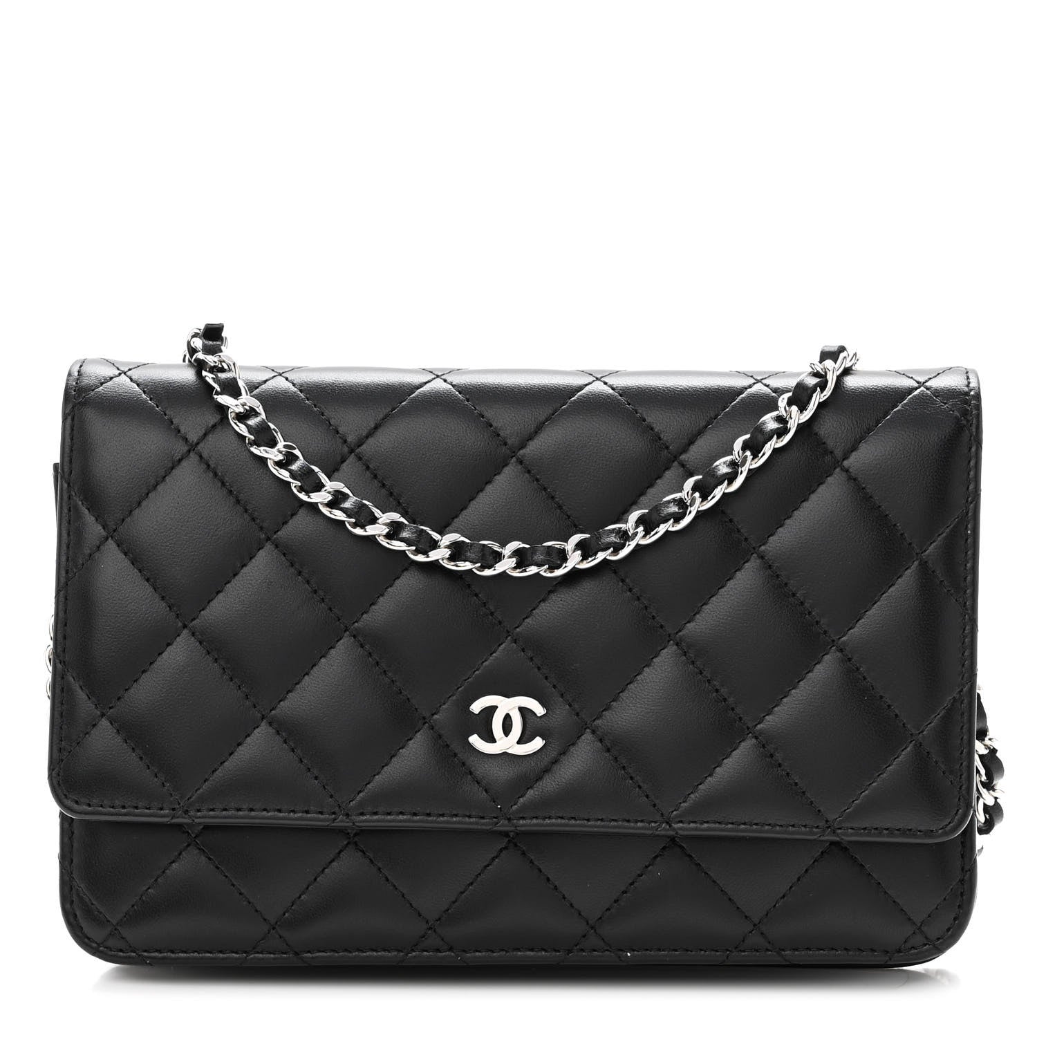 Chanel Lambskin Quilted Wallet On Chain WOC Black 1 of 11
