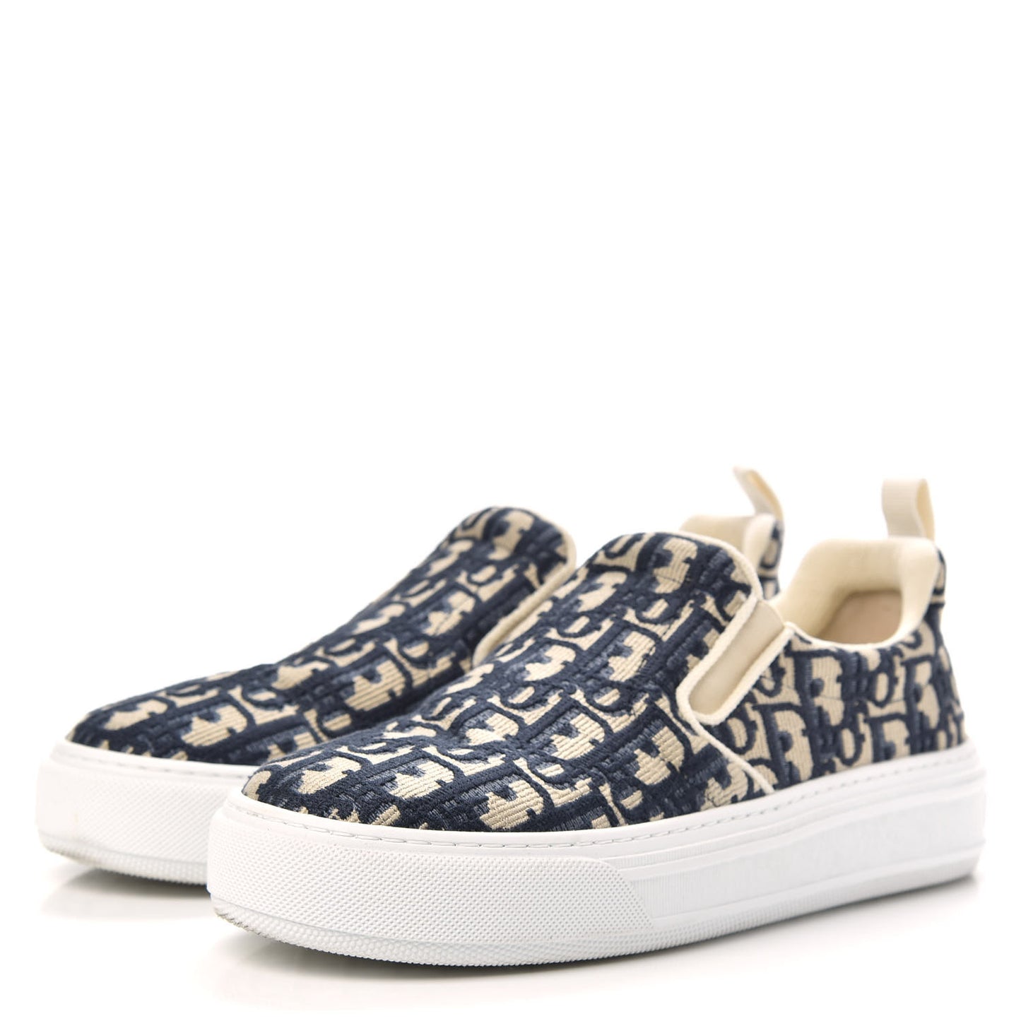 Canvas Oblique Embroidered Womens Solar Slip On Sneakers 38 Deep Blue