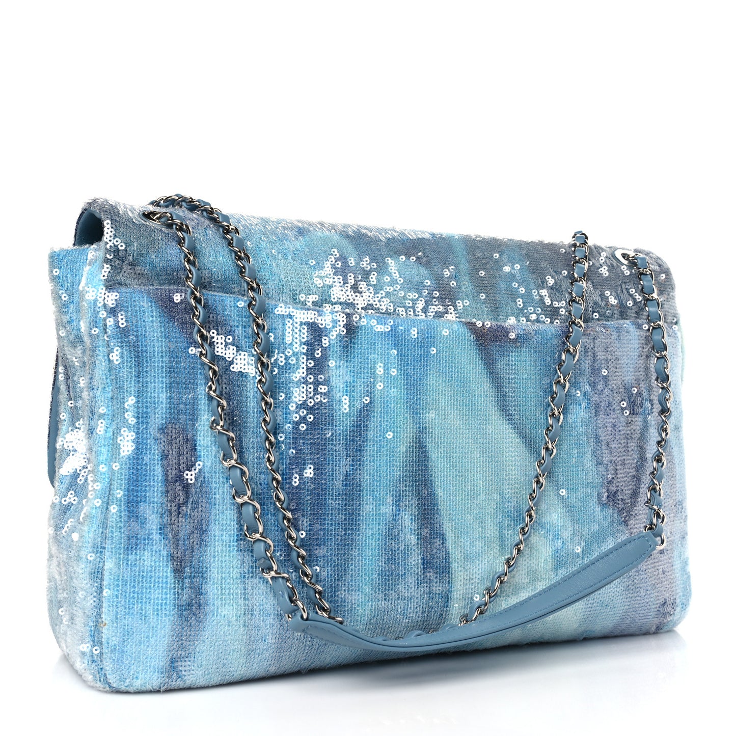 Sequin Resin Crystal Large Waterfall Charms Flap Light Blue