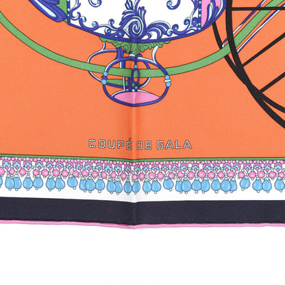 Hermes Silk Coupe De Gala Pocket Square Black Orange Multicolor 2 of 6