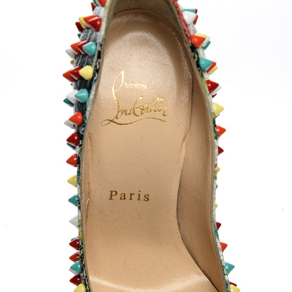 Christian Louboutin Crackled Calfskin Hawaiian Print Follies Spikes 120 Pumps 35 White Multi 7 of 7