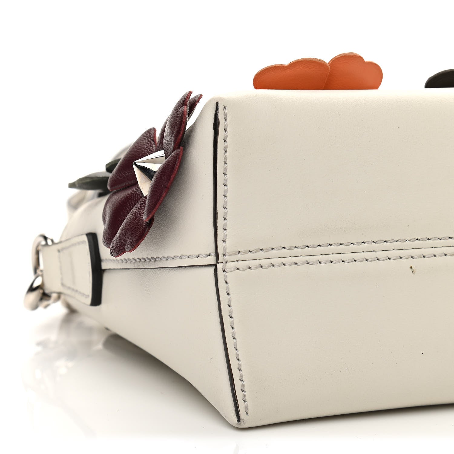 Fendi Vitello Century Nappa Flowerland Studded Mini By The Way Boston Bag White Ice Multicolor 10 of 16