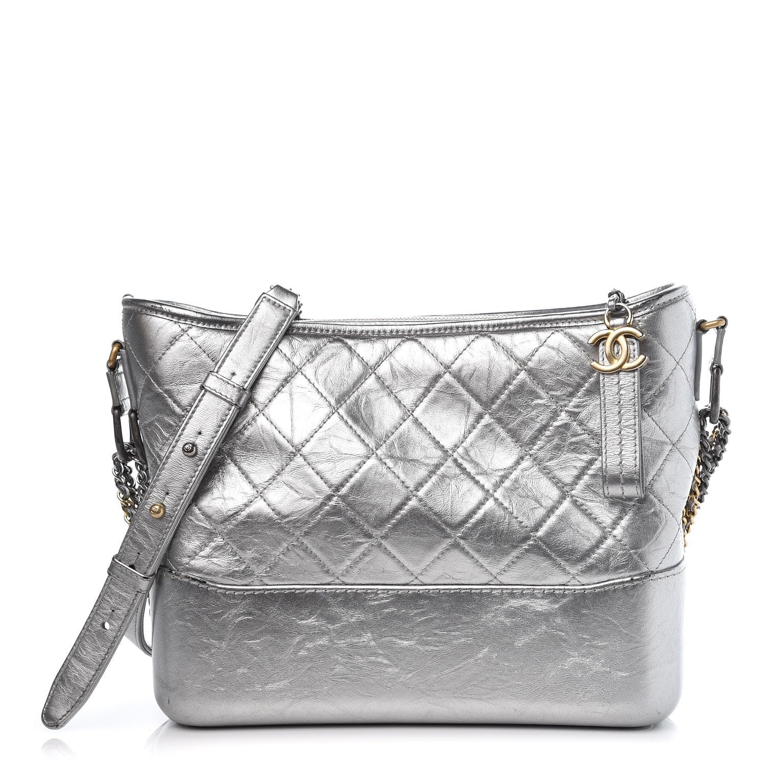 Chanel Metallic Aged Calfskin Quilted Medium Gabrielle Silver 1 of 13