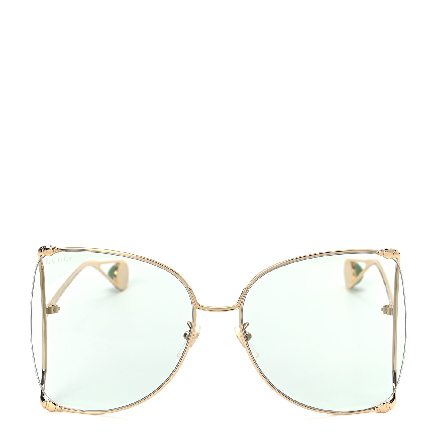 Metal Oversized Round Sunglasses GG0252S Gold Green