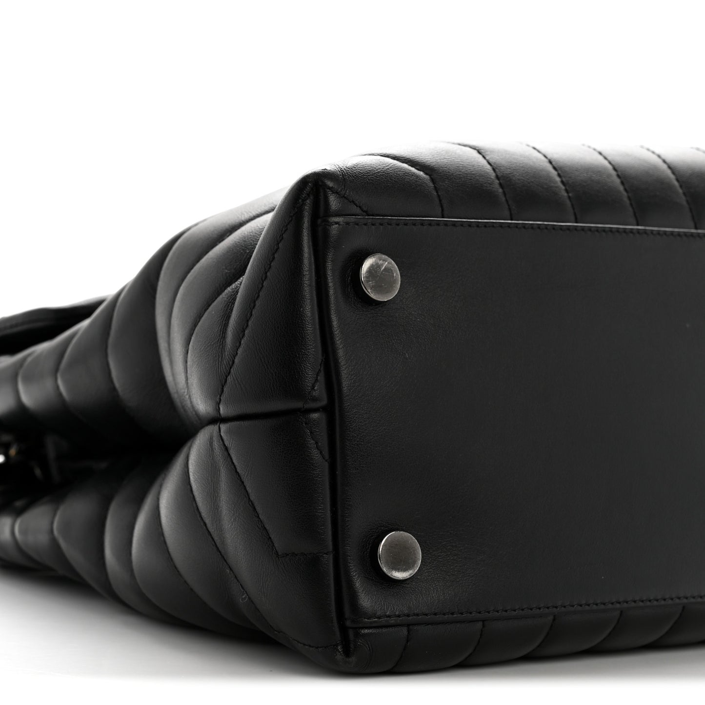 Calfskin Y Quilted Monogram Large Loulou Chain Satchel Black
