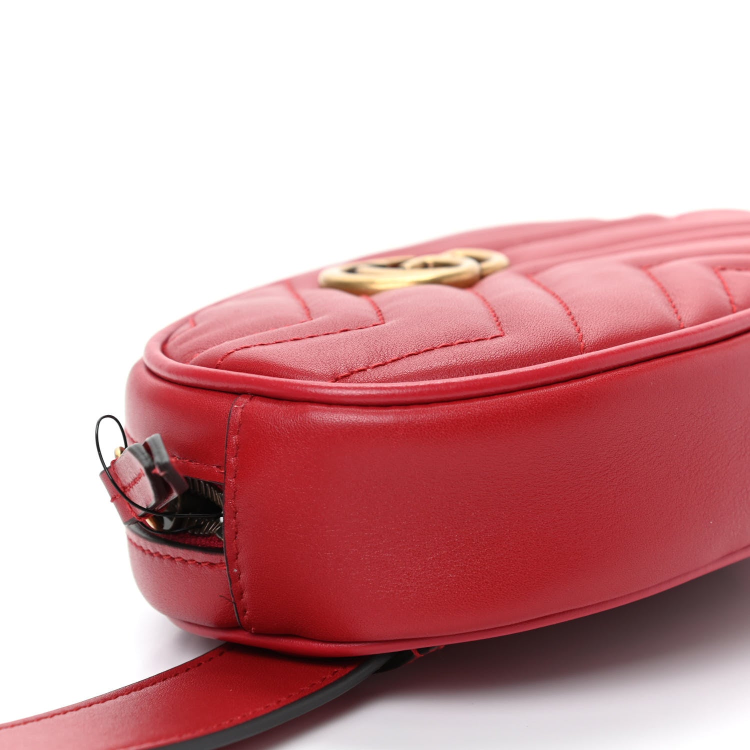 Gucci Calfskin Matelasse GG Marmont Belt Bag 85 34 Hibiscus Red 6 of 10