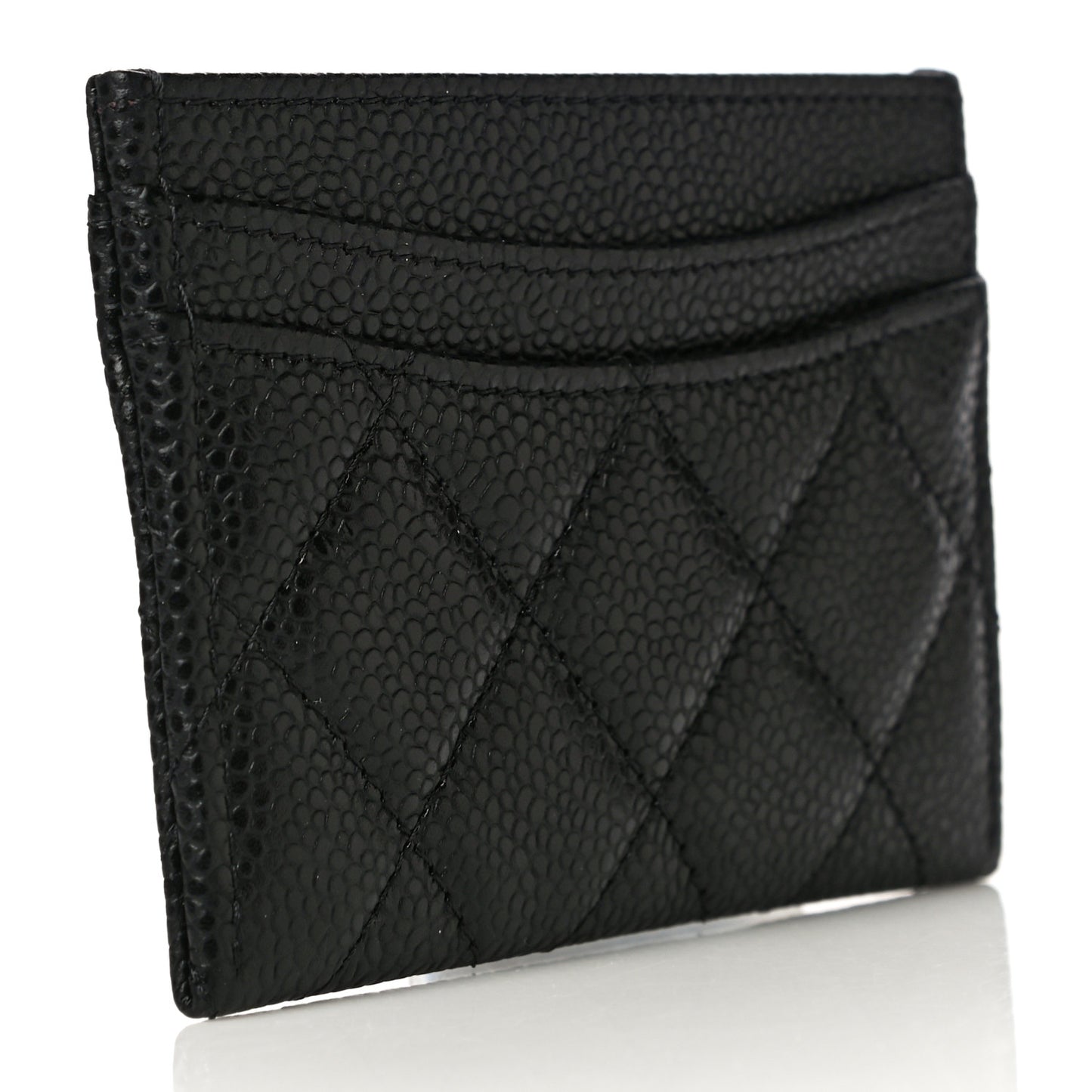 Caviar Quilted Card Holder Black