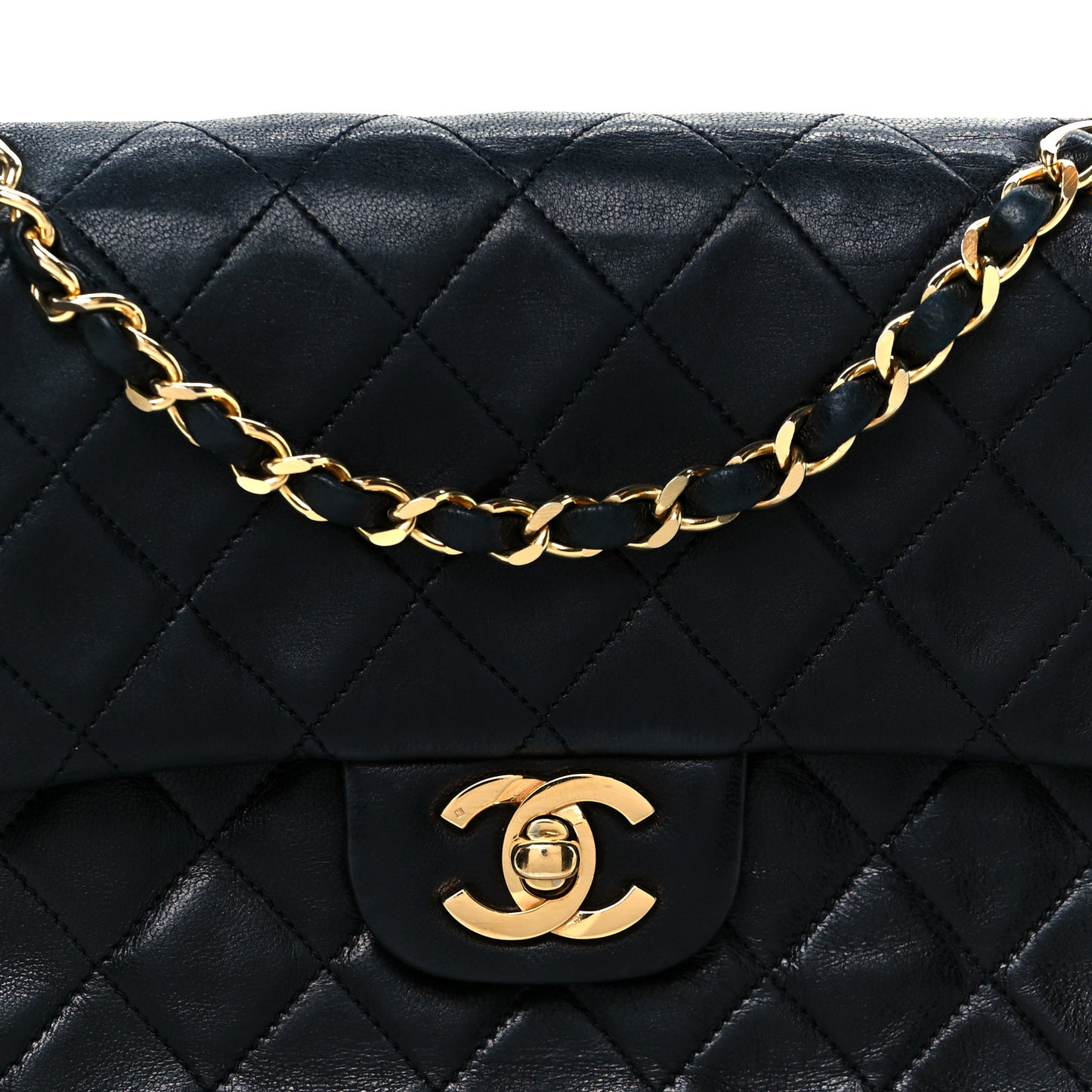Lambskin Quilted Small Double Flap Black
